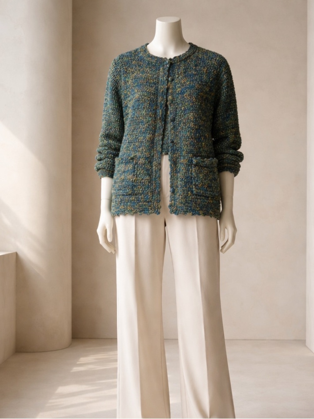 Vintage Crochet Cross Stitch Cardigan Sweater